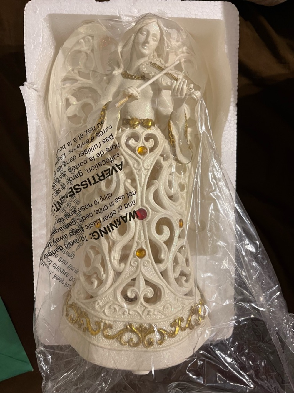 NIB VINTAGE AVON BEJEWELED ANGEL WITH LED LIGHTS